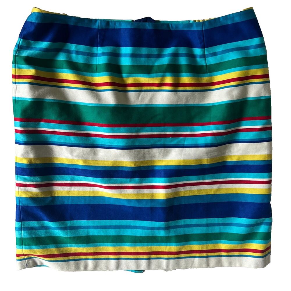 Talbots Skirt 18W Striped Lined Cotton Sateen